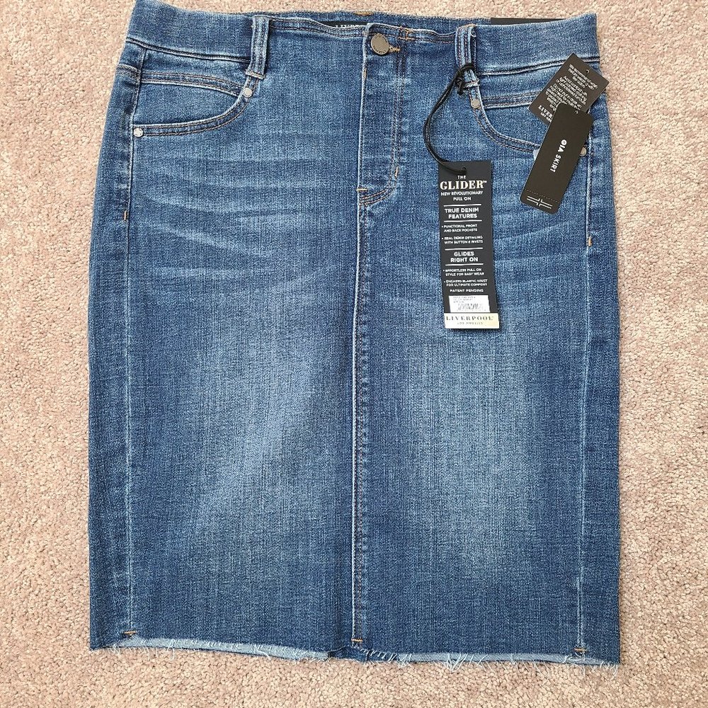Liverpool Fray Edge Denim Skirt